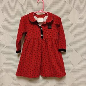 Vintage Espirit Red Floral Kids Dress Girls Toddler Size 2T Velvet Trim